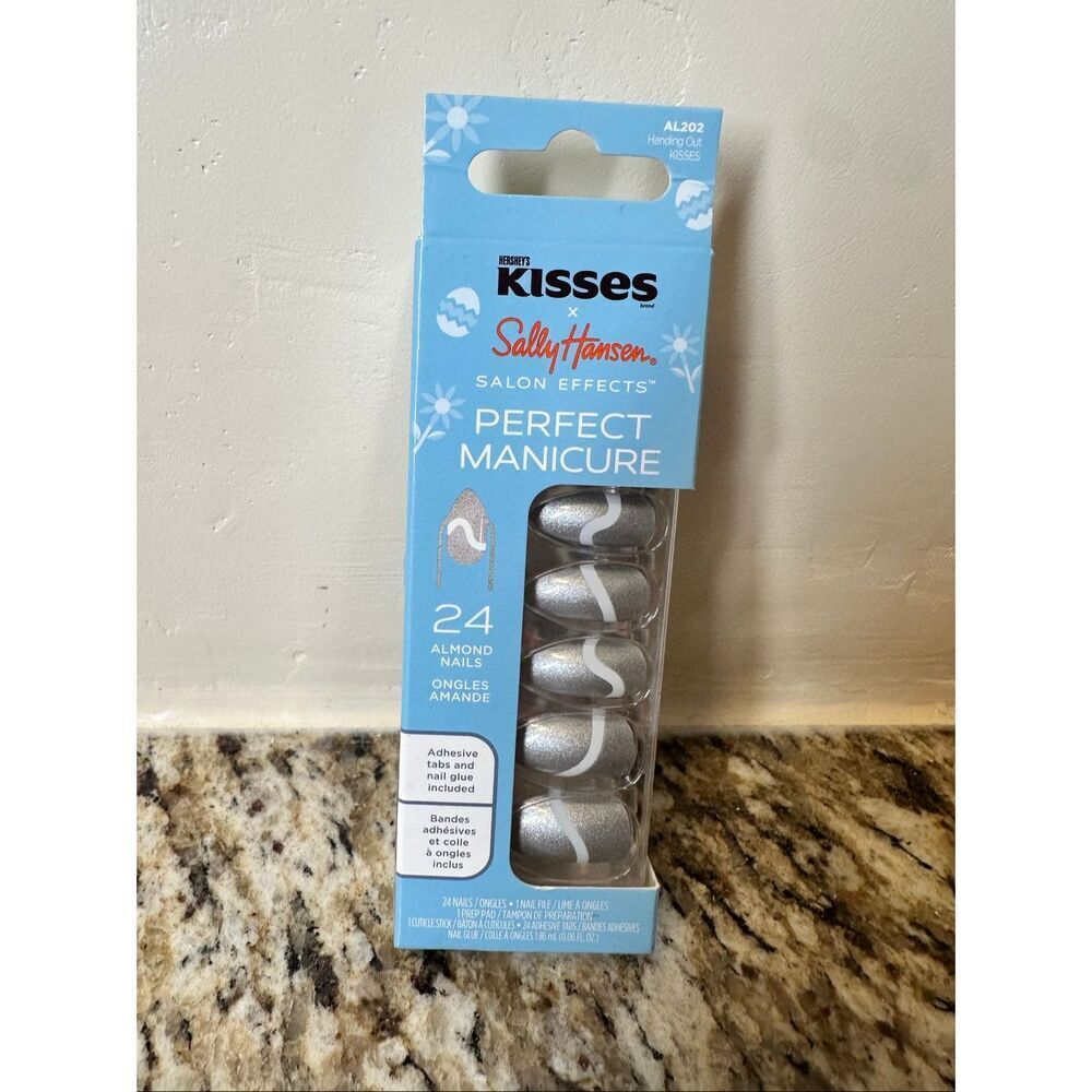 Hershey Kisses X Sally Hansen Silver Press on Nails 24 Almond Shape Nails New